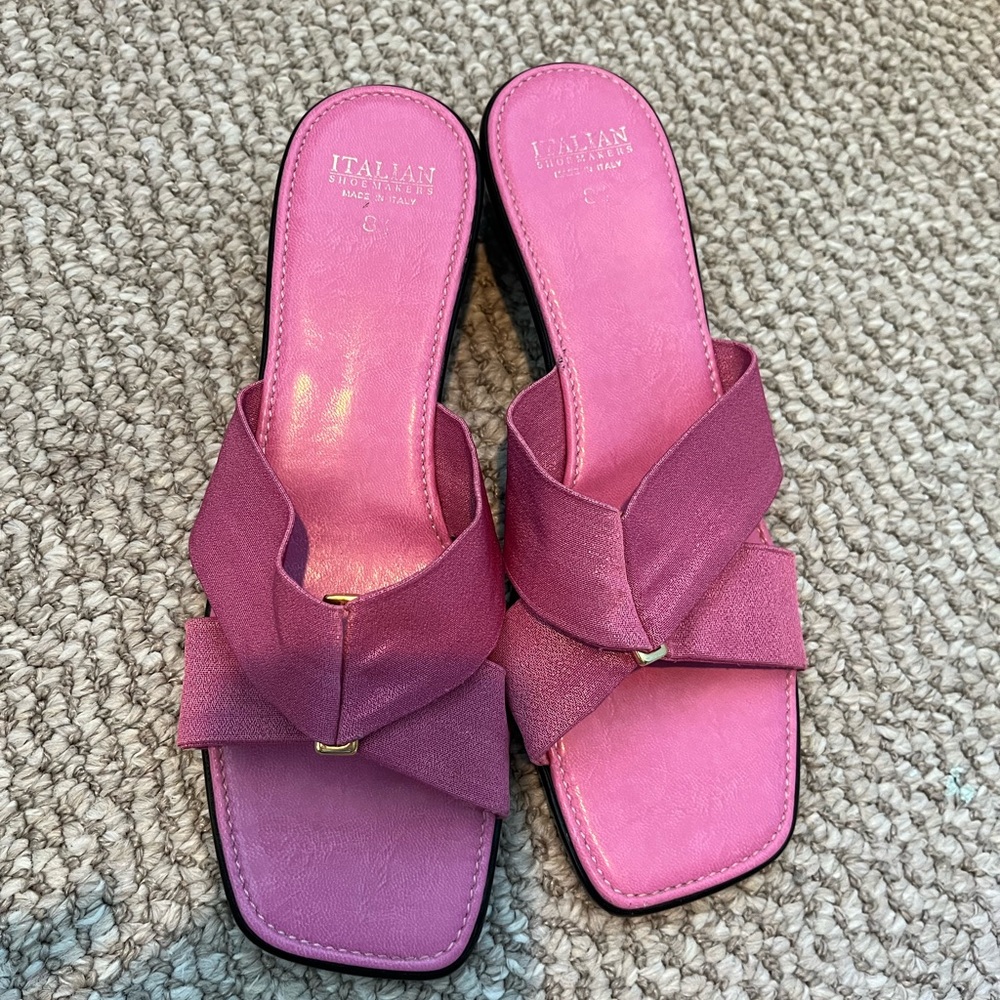 Italian Shoemaker Y2K vibe Bubblegum Pink Square Toe Sandals
